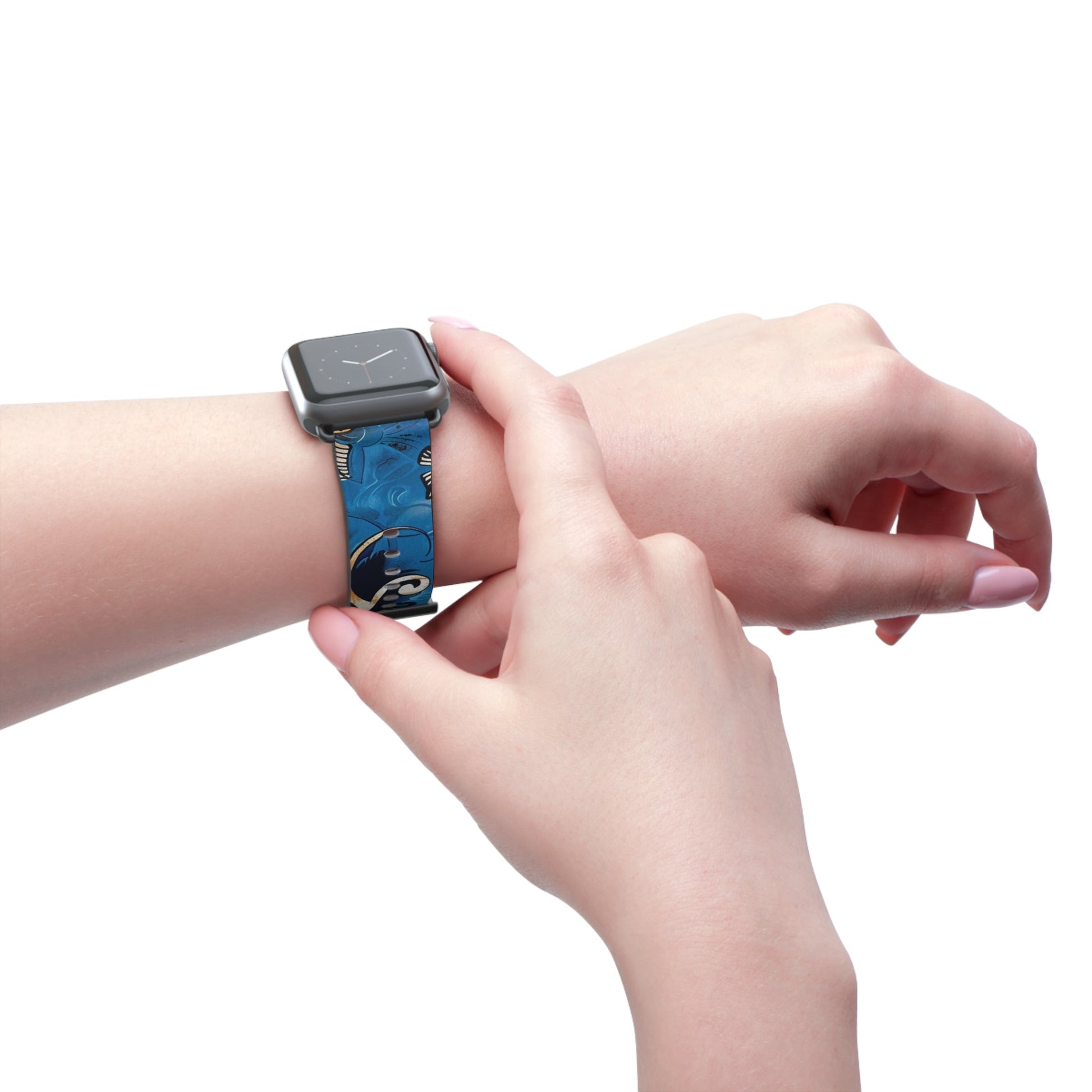 Floral Blue Swirl Watch Band – Stylish Patterned Apple Watch Strap - DIGITAL X