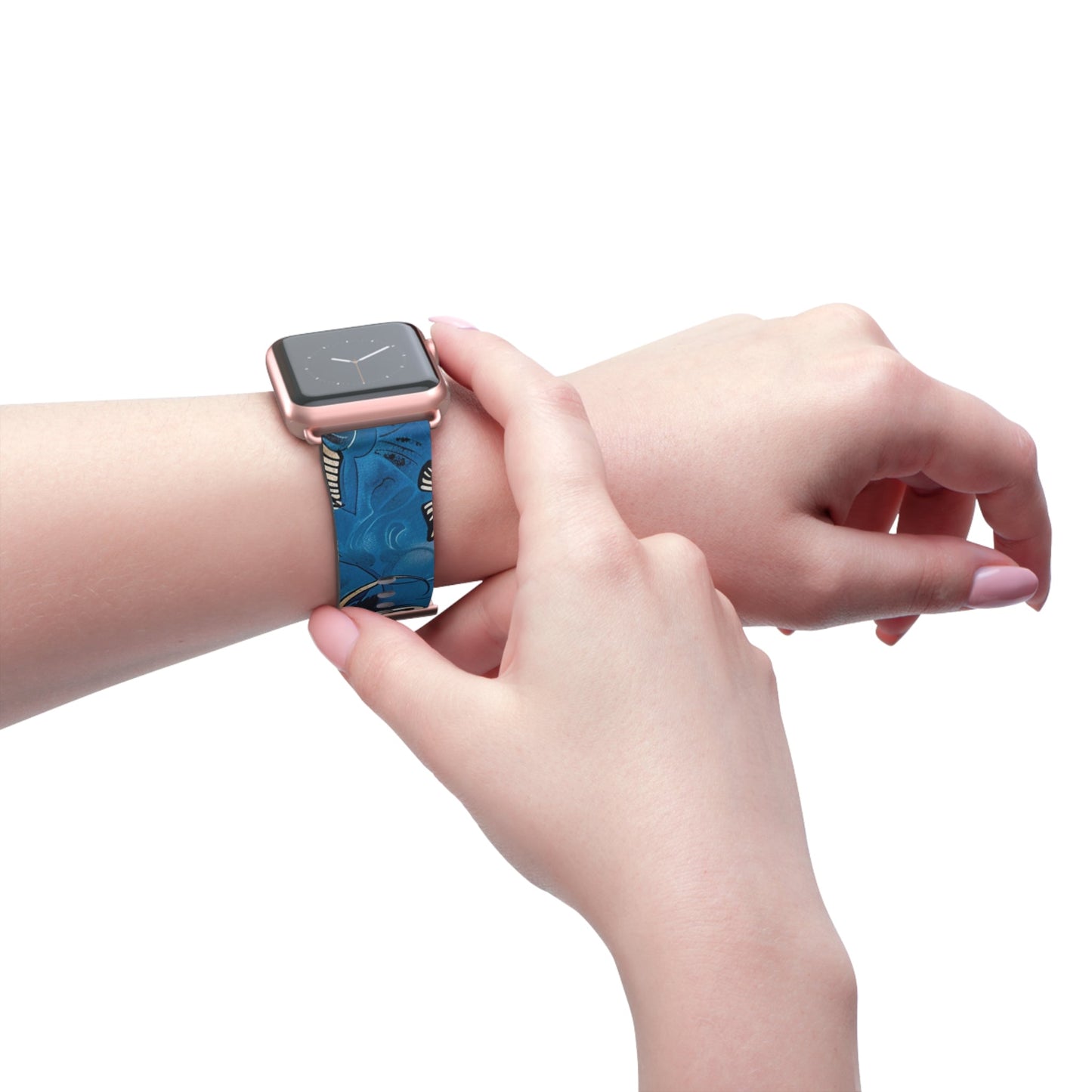 Floral Blue Swirl Watch Band – Stylish Patterned Apple Watch Strap - DIGITAL X