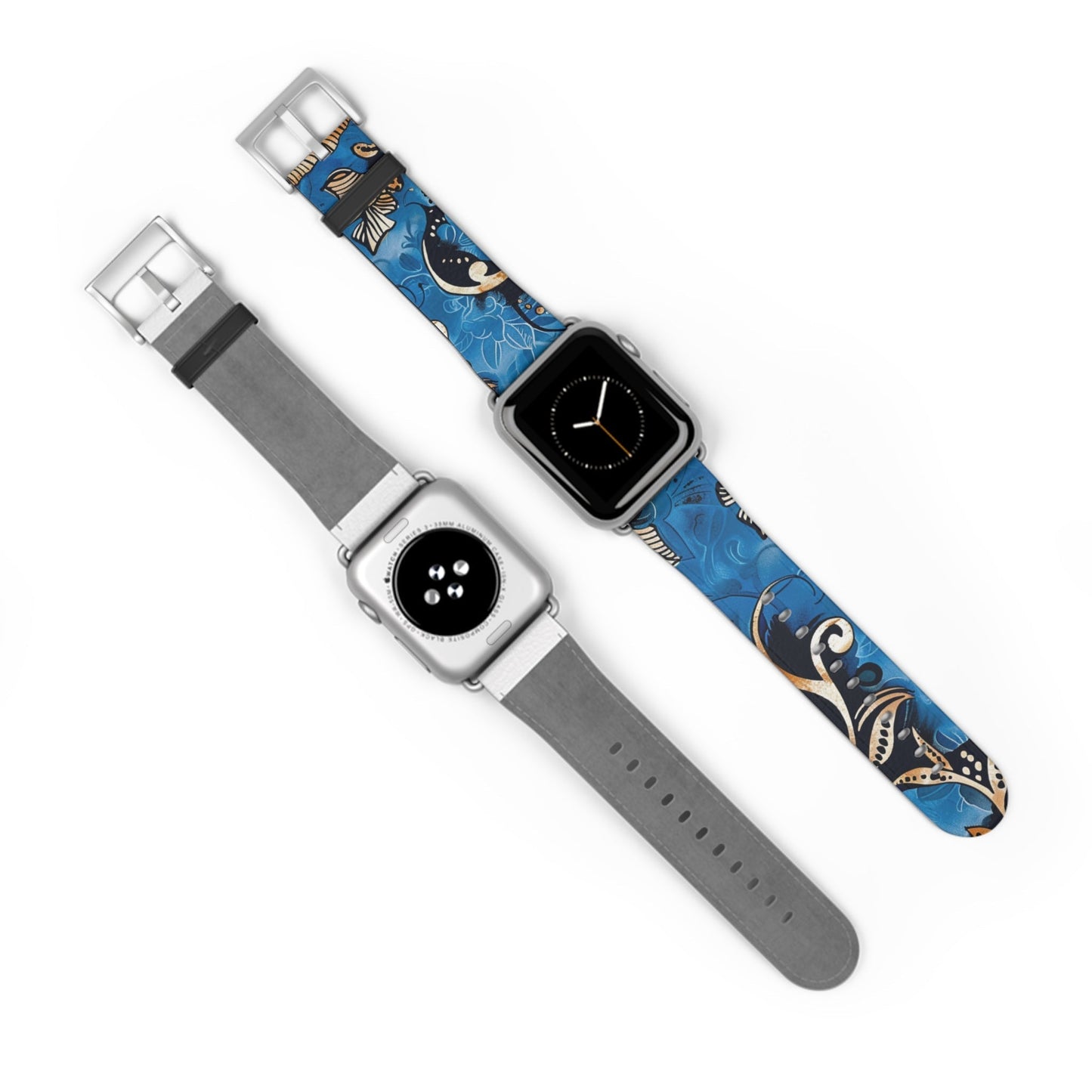 Floral Blue Swirl Watch Band – Stylish Patterned Apple Watch Strap - DIGITAL X