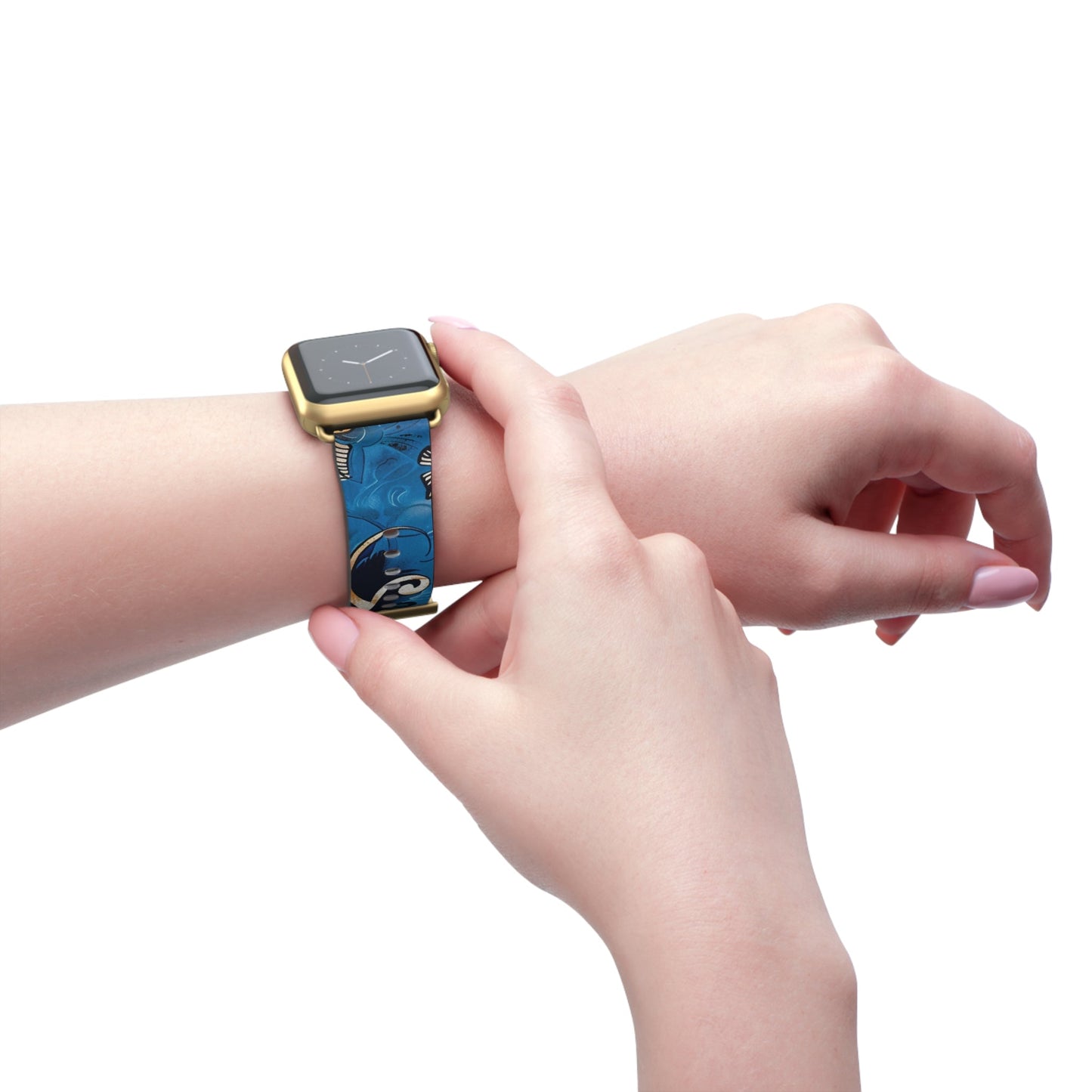 Floral Blue Swirl Watch Band – Stylish Patterned Apple Watch Strap - DIGITAL X