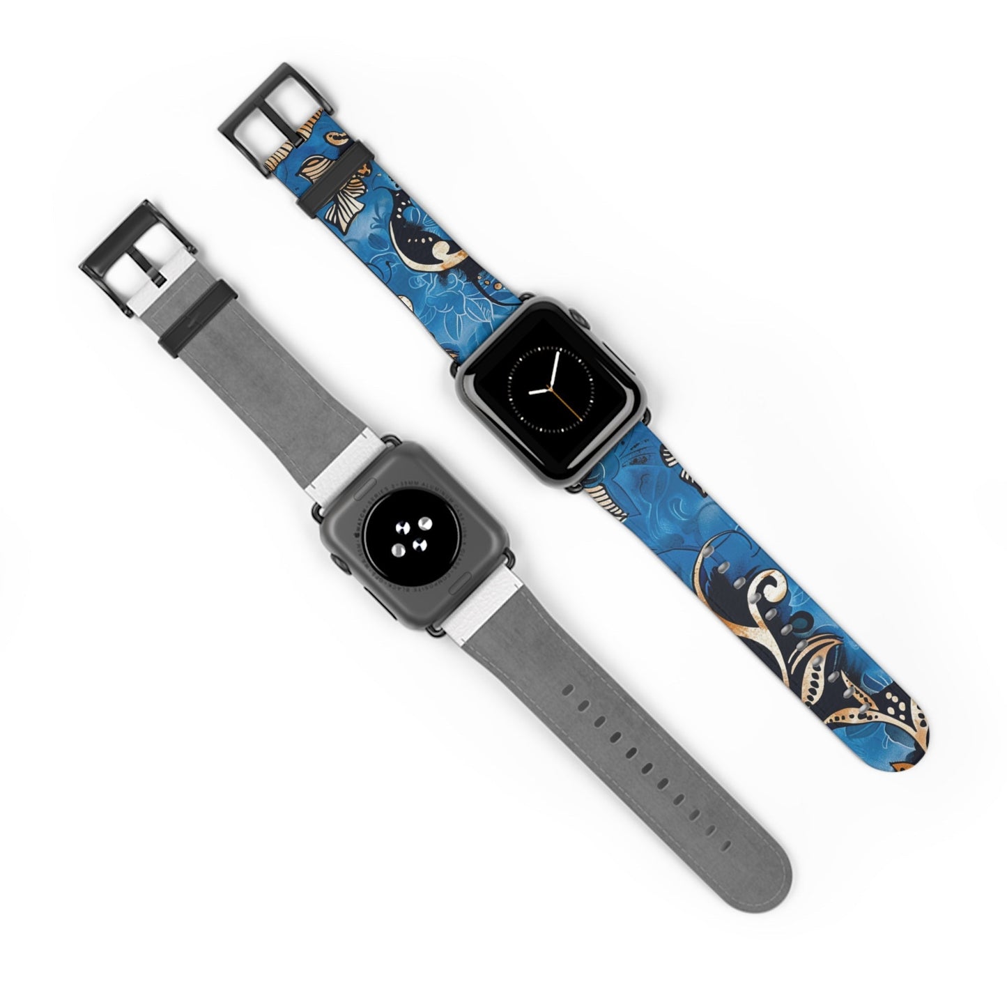 Floral Blue Swirl Watch Band – Stylish Patterned Apple Watch Strap - DIGITAL X