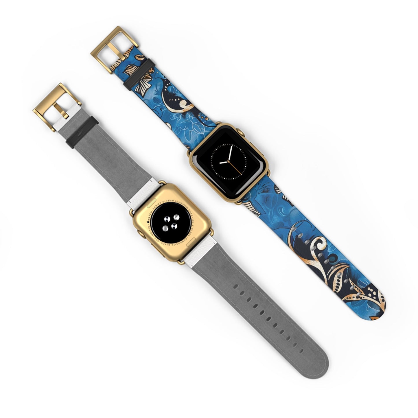Floral Blue Swirl Watch Band – Stylish Patterned Apple Watch Strap - DIGITAL X