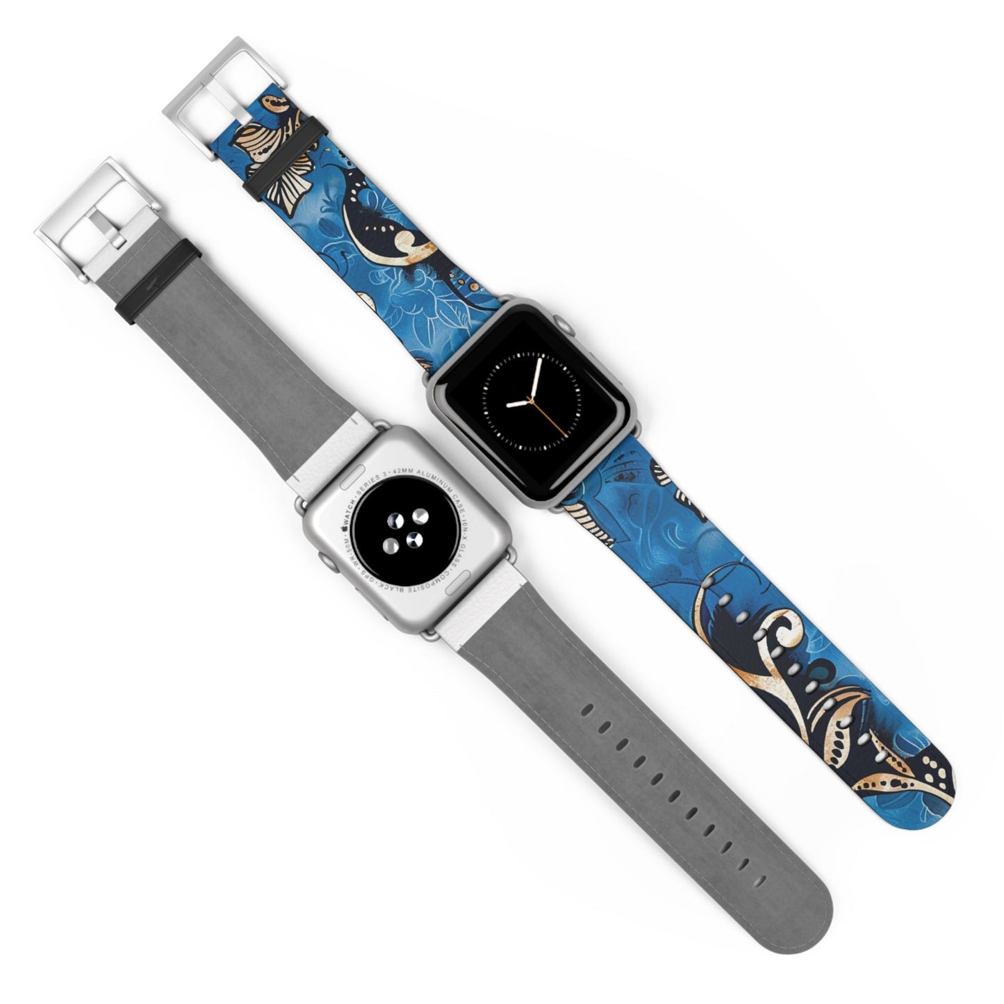 Floral Blue Swirl Watch Band – Stylish Patterned Apple Watch Strap - DIGITAL X
