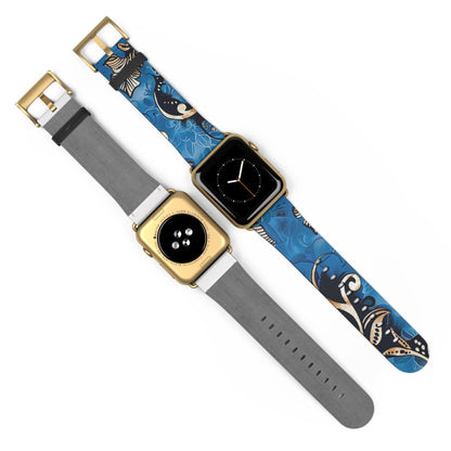 Floral Blue Swirl Watch Band – Stylish Patterned Apple Watch Strap - DIGITAL X