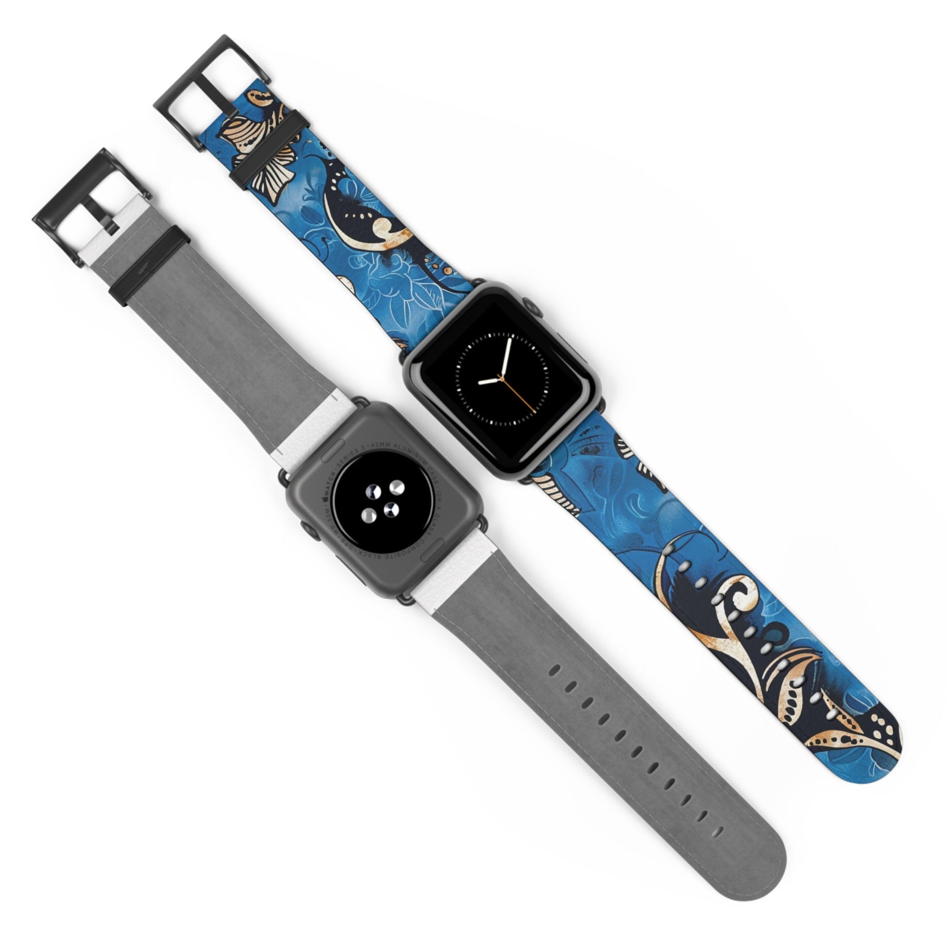 Floral Blue Swirl Watch Band – Stylish Patterned Apple Watch Strap - DIGITAL X