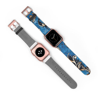 Floral Blue Swirl Watch Band – Stylish Patterned Apple Watch Strap - DIGITAL X