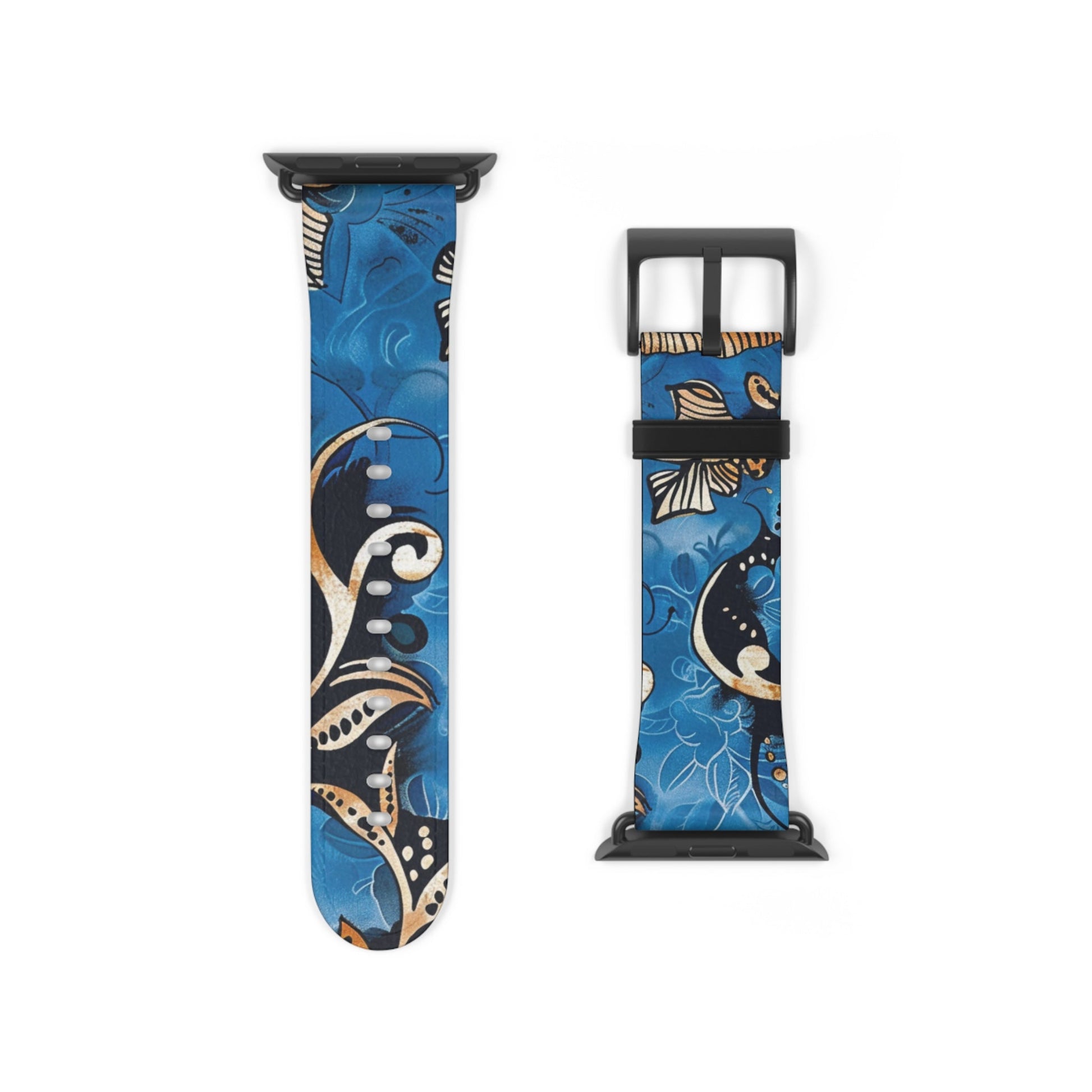 Floral Blue Swirl Watch Band – Stylish Patterned Apple Watch Strap - DIGITAL X