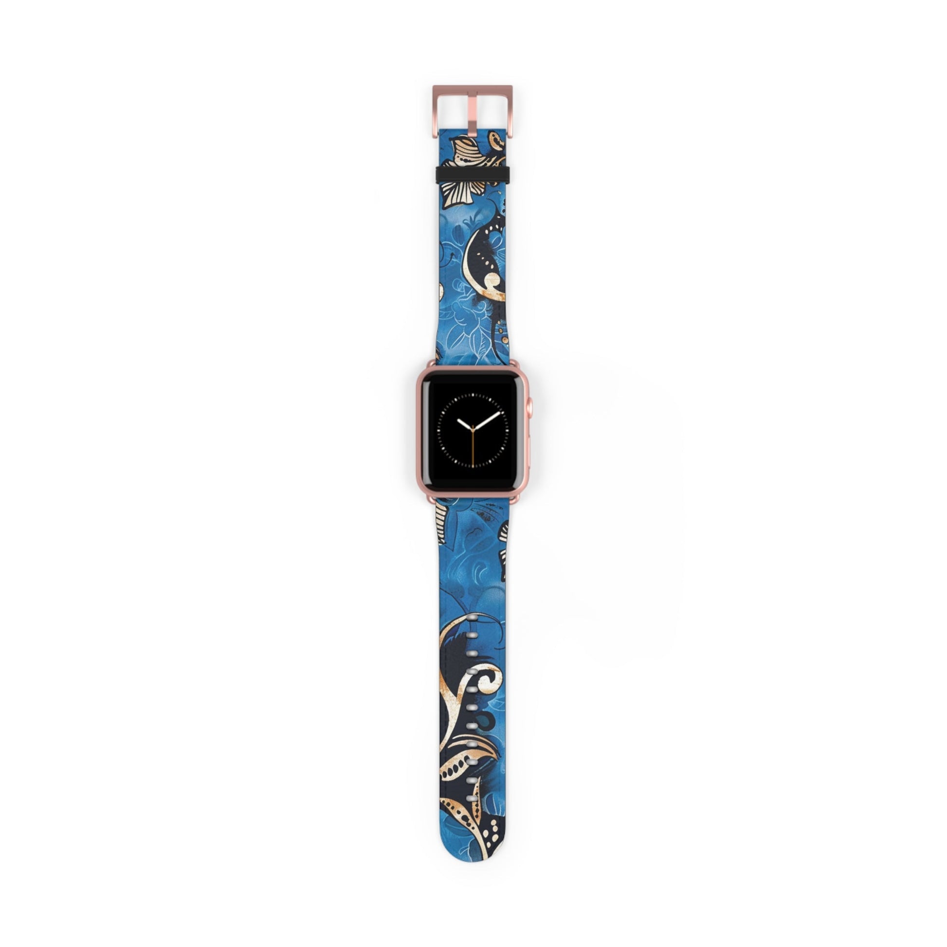 Floral Blue Swirl Watch Band – Stylish Patterned Apple Watch Strap - DIGITAL X