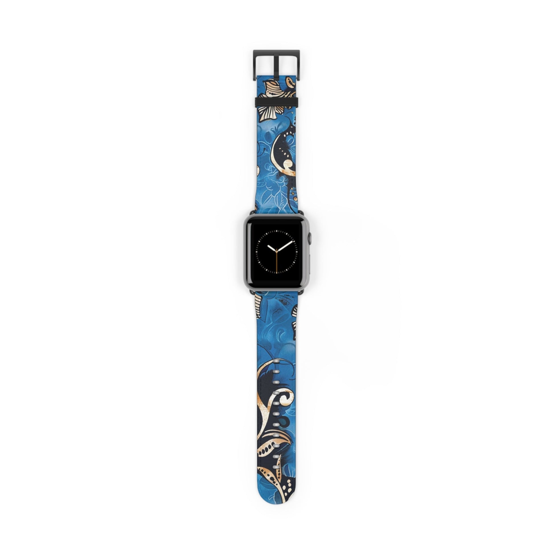 Floral Blue Swirl Watch Band – Stylish Patterned Apple Watch Strap - DIGITAL X
