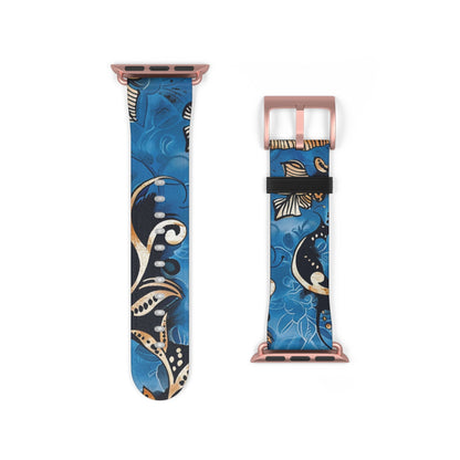 Floral Blue Swirl Watch Band – Stylish Patterned Apple Watch Strap - DIGITAL X