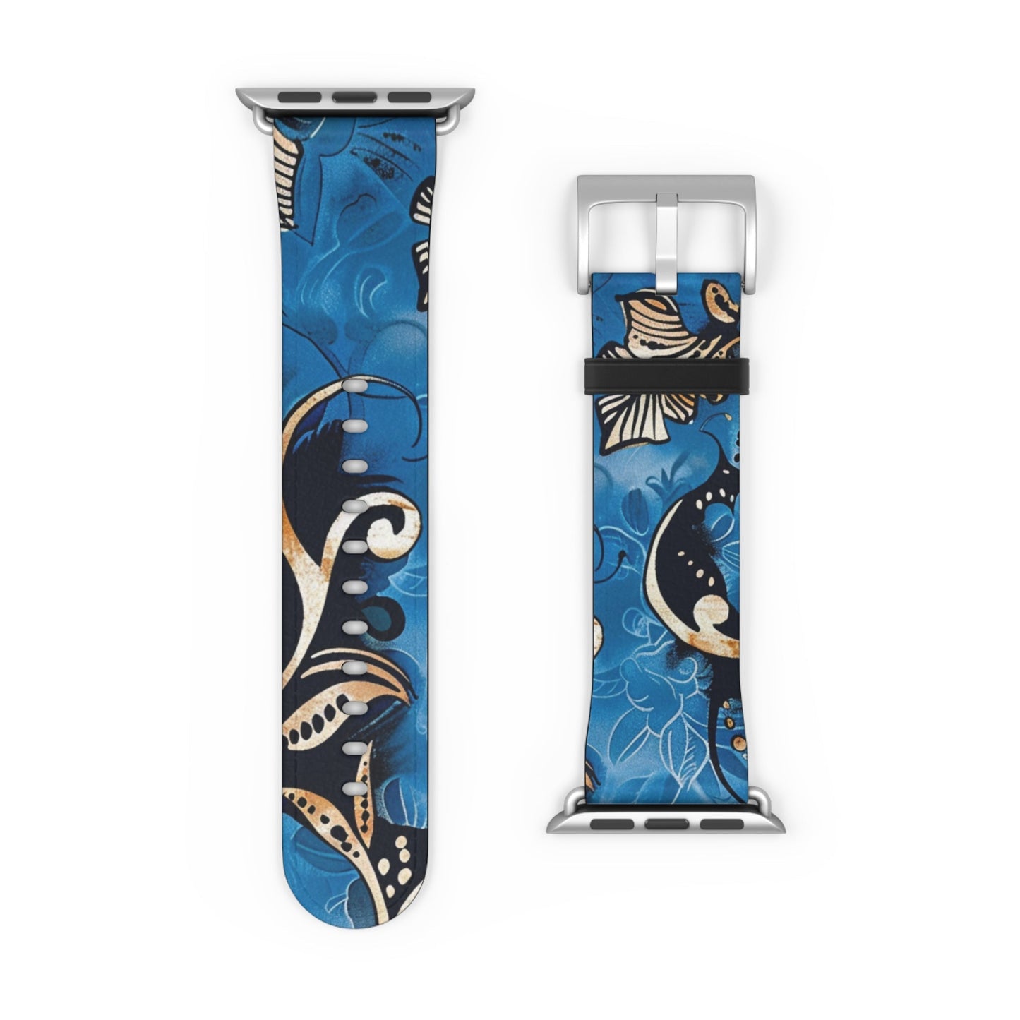 Floral Blue Swirl Watch Band – Stylish Patterned Apple Watch Strap - DIGITAL X