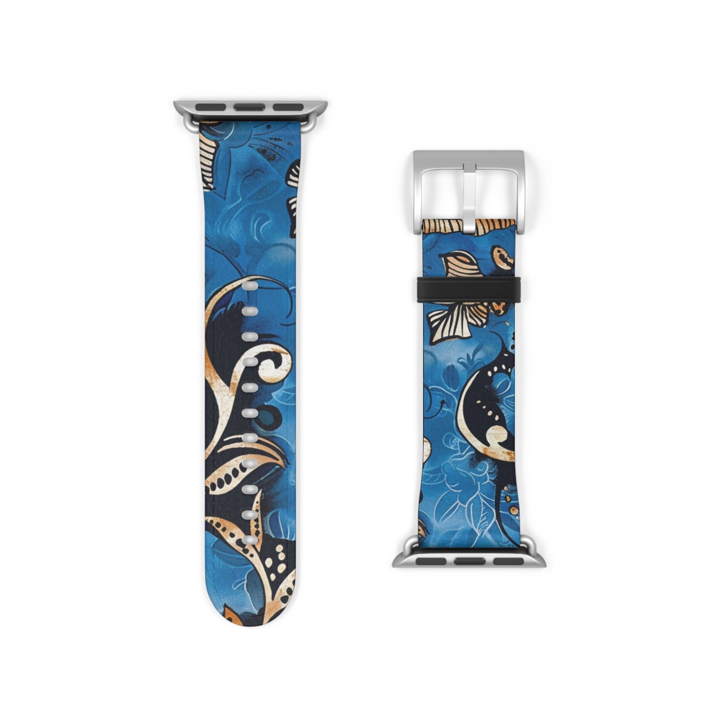 Floral Blue Swirl Watch Band – Stylish Patterned Apple Watch Strap - DIGITAL X