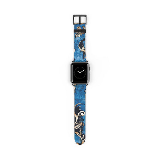 Floral Blue Swirl Watch Band – Stylish Patterned Apple Watch Strap - DIGITAL X