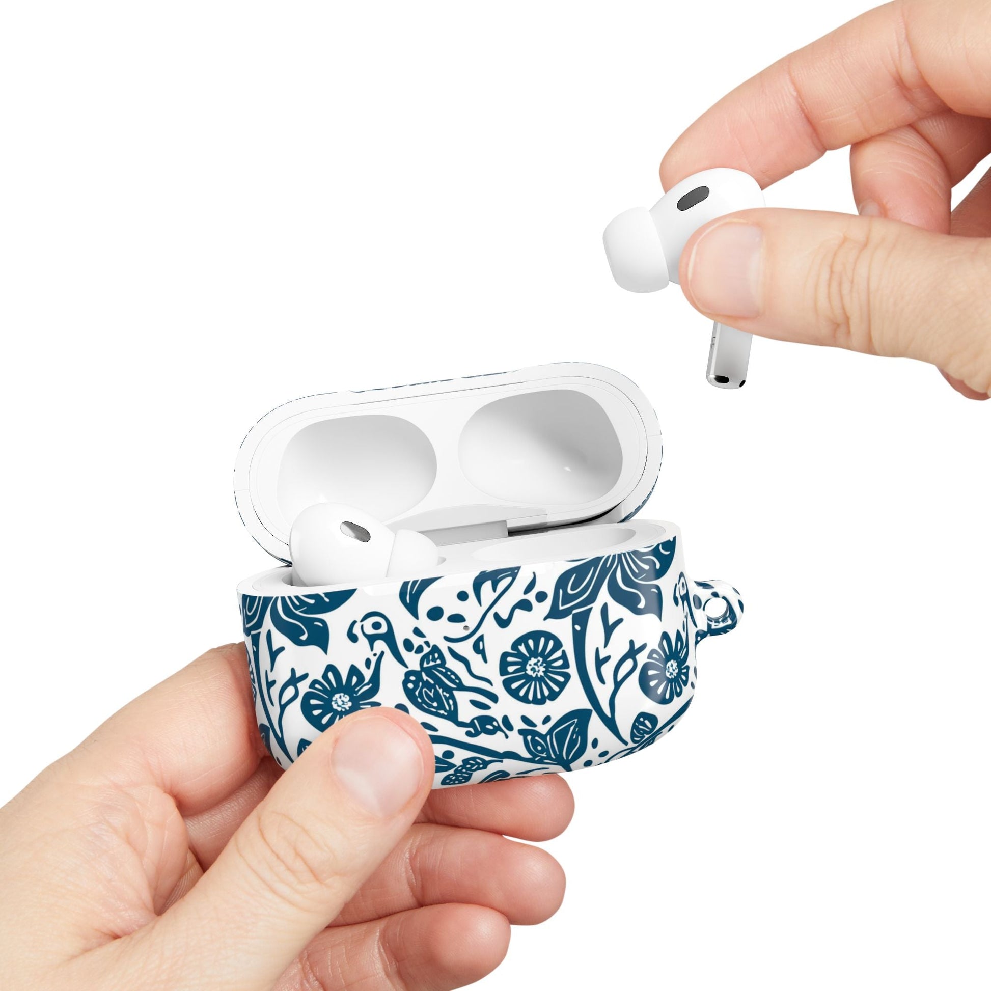 Floral Blue Vine AirPod Case — Protective Botanical Pattern Cover - DIGITAL X