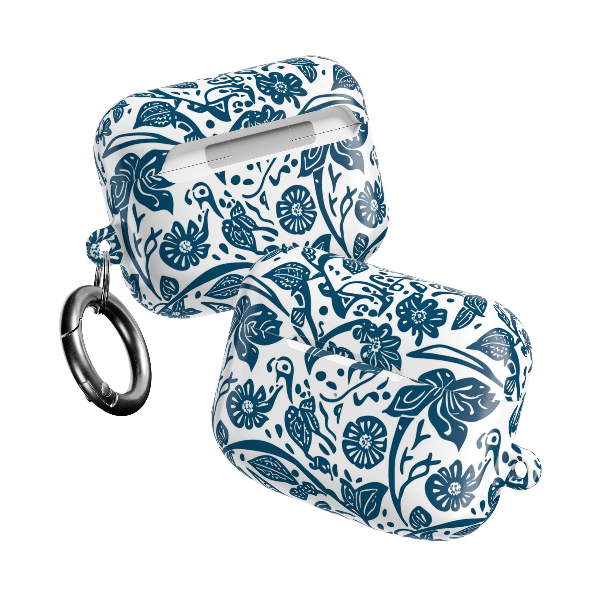 Floral Blue Vine AirPod Case — Protective Botanical Pattern Cover - DIGITAL X