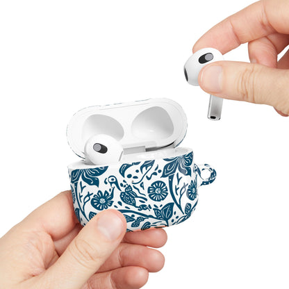 Floral Blue Vine AirPod Case — Protective Botanical Pattern Cover - DIGITAL X