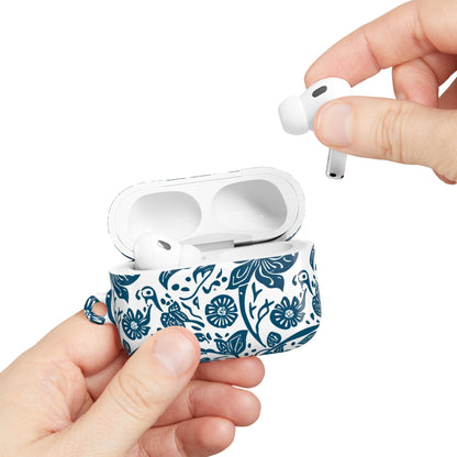 Floral Blue Vine AirPod Case — Protective Botanical Pattern Cover - DIGITAL X