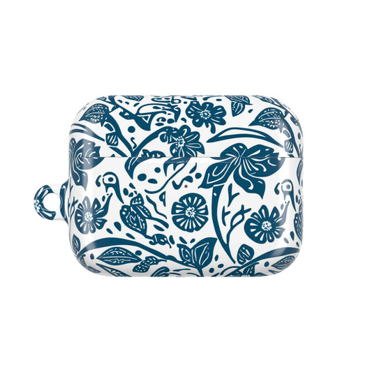 Floral Blue Vine AirPod Case — Protective Botanical Pattern Cover - DIGITAL X