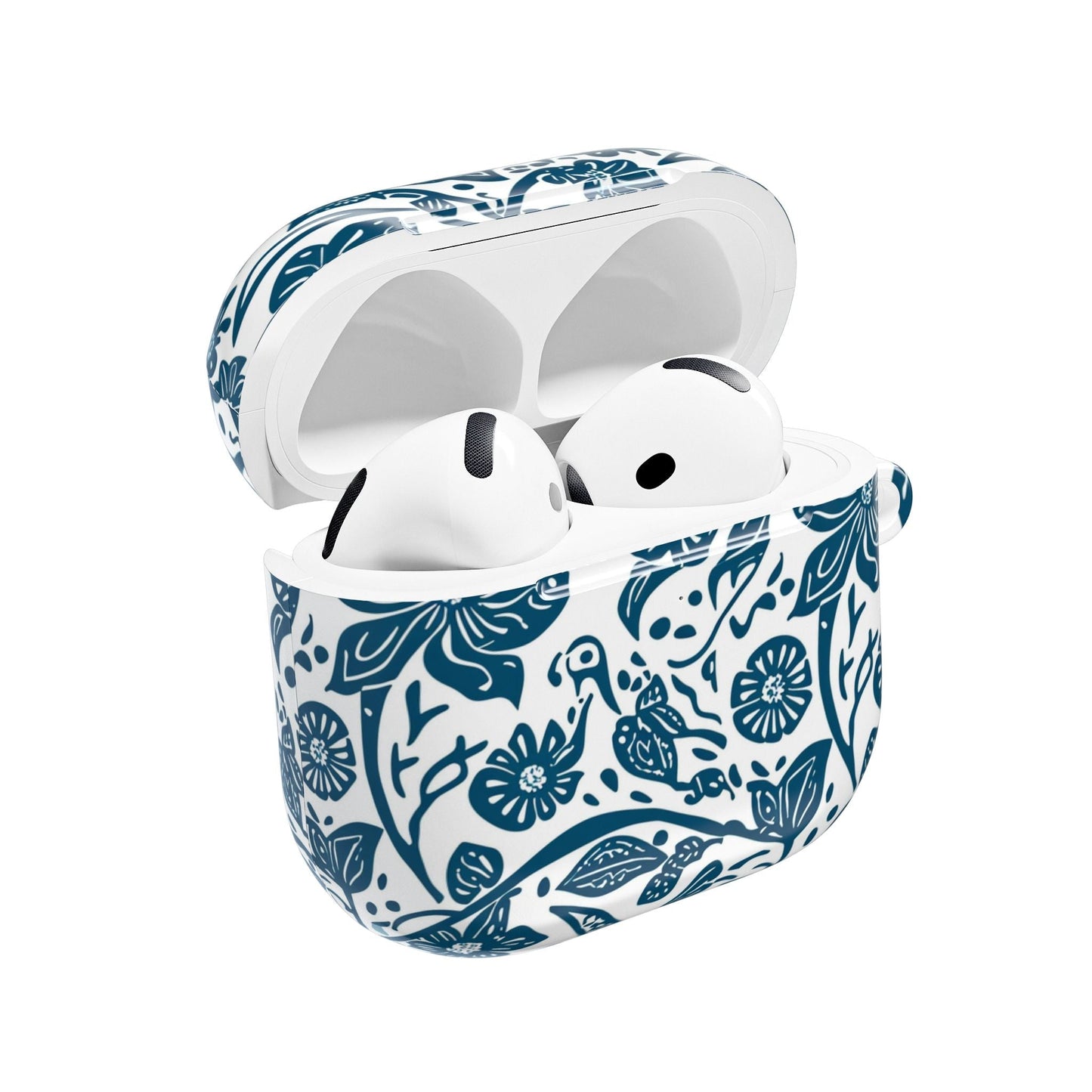 Floral Blue Vine AirPod Case — Protective Botanical Pattern Cover - DIGITAL X