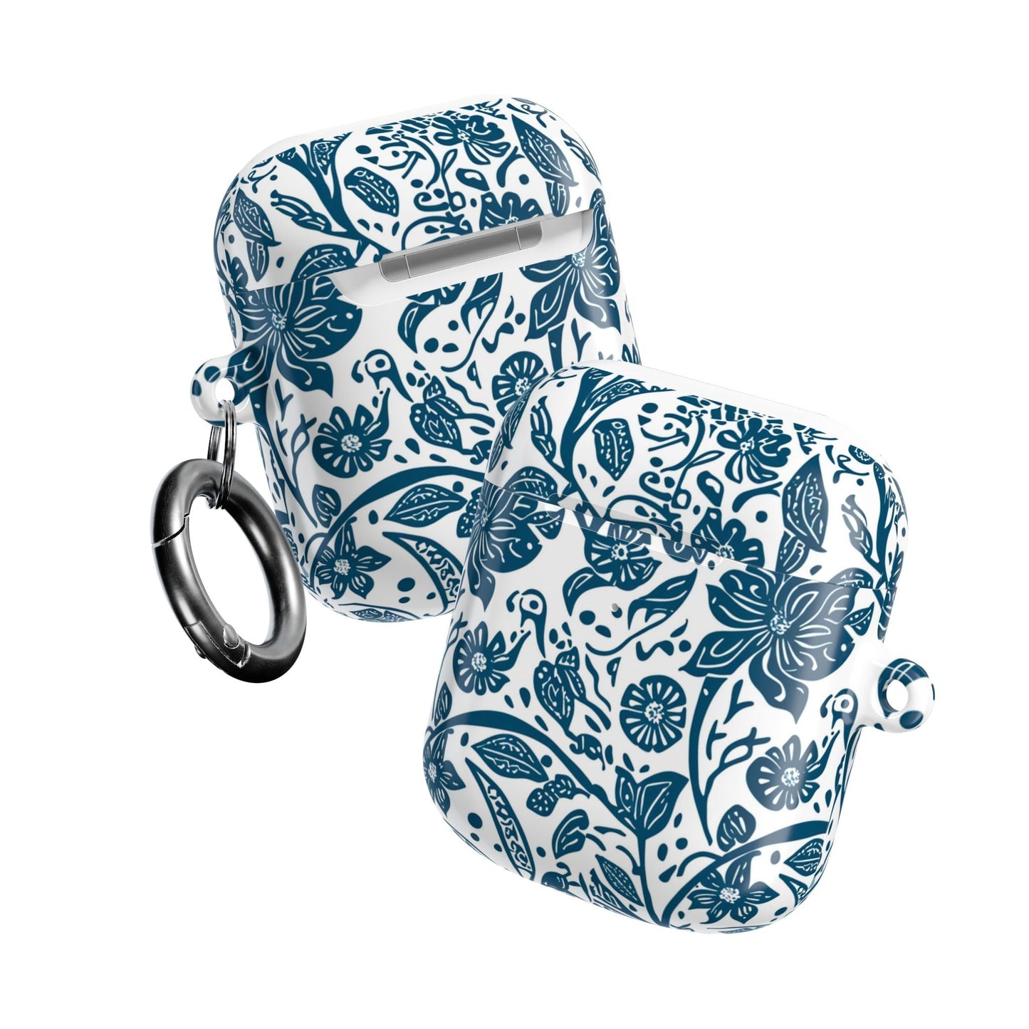 Floral Blue Vine AirPod Case — Protective Botanical Pattern Cover - DIGITAL X