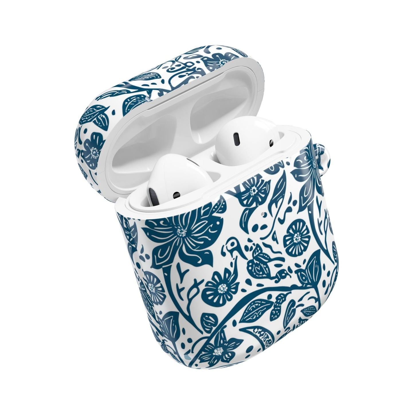 Floral Blue Vine AirPod Case — Protective Botanical Pattern Cover - DIGITAL X