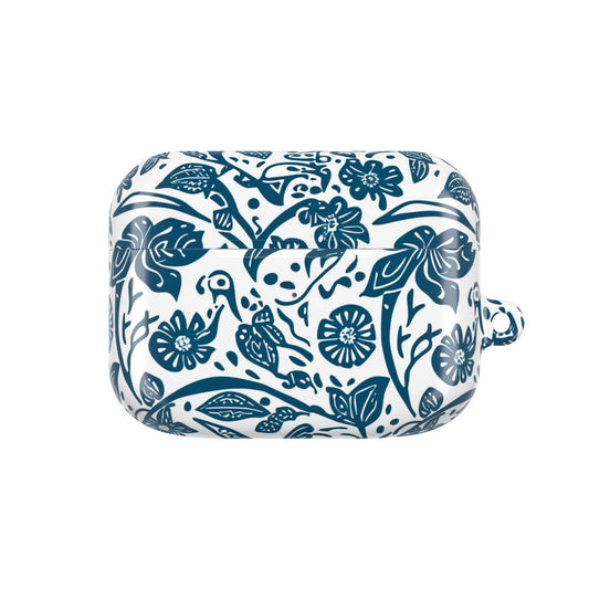Floral Blue Vine AirPod Case — Protective Botanical Pattern Cover - DIGITAL X