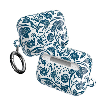 Floral Blue Vine AirPod Case — Protective Botanical Pattern Cover - DIGITAL X