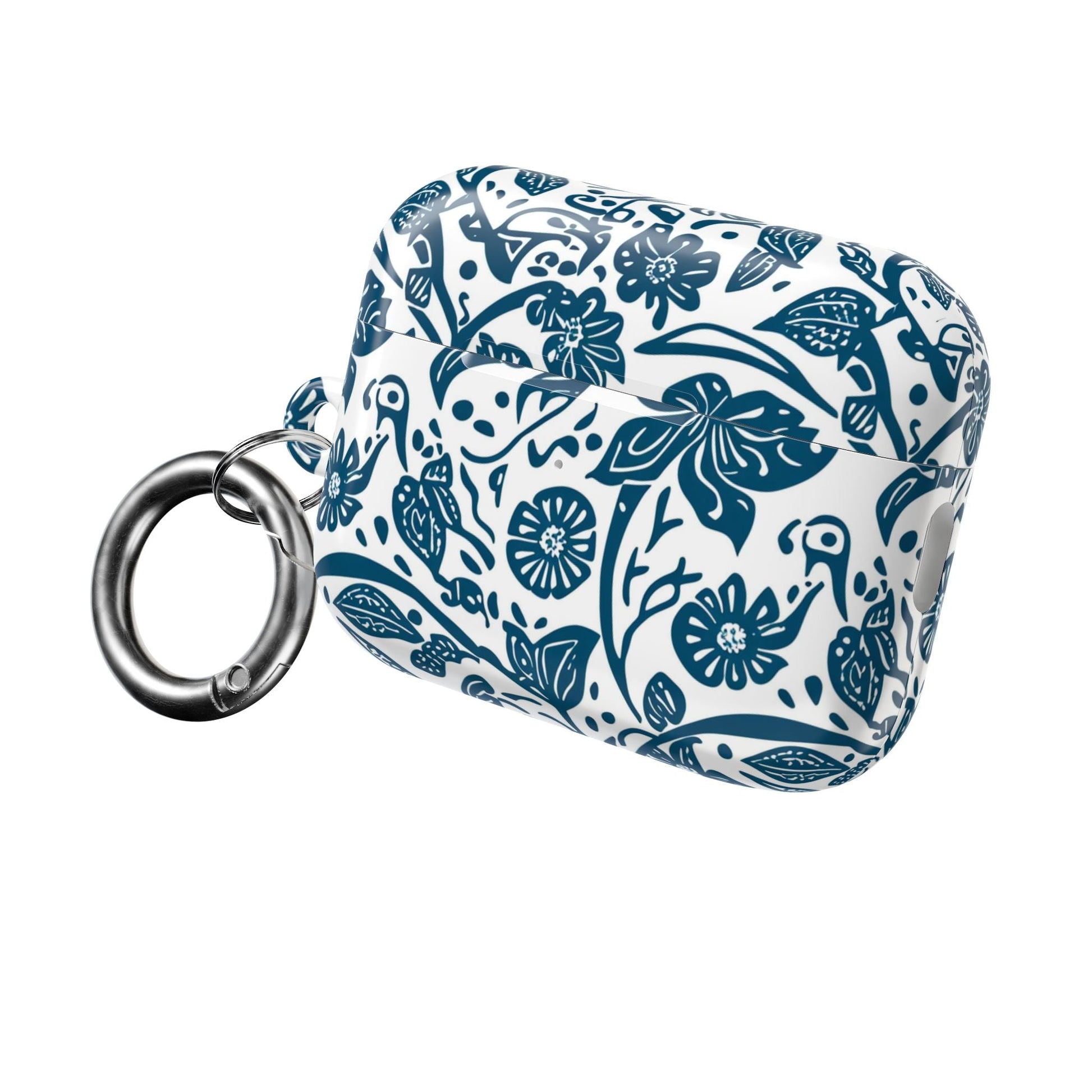 Floral Blue Vine AirPod Case — Protective Botanical Pattern Cover - DIGITAL X