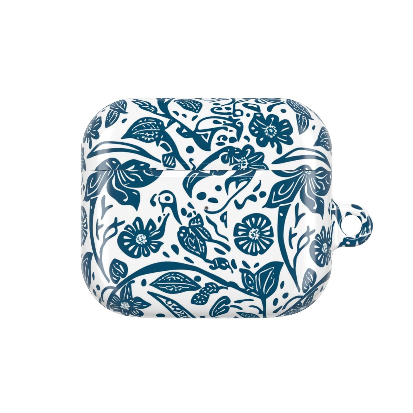 Floral Blue Vine AirPod Case — Protective Botanical Pattern Cover - DIGITAL X