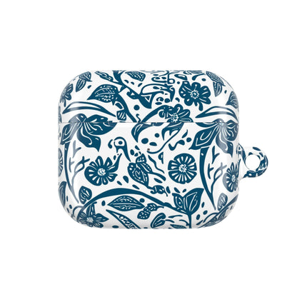 Floral Blue Vine AirPod Case — Protective Botanical Pattern Cover - DIGITAL X