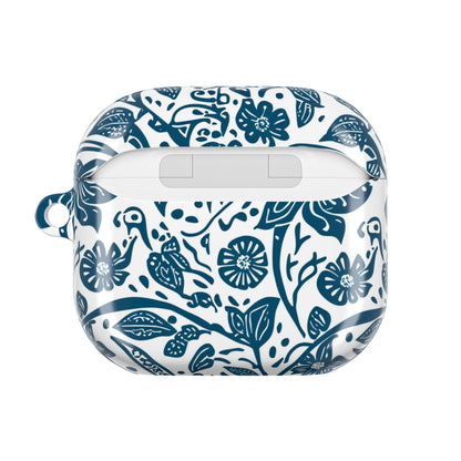 Floral Blue Vine AirPod Case — Protective Botanical Pattern Cover - DIGITAL X