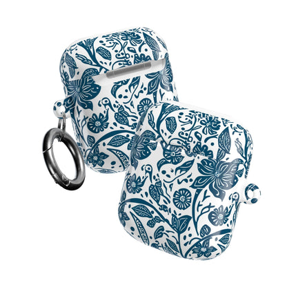 Floral Blue Vine AirPod Case — Protective Botanical Pattern Cover - DIGITAL X