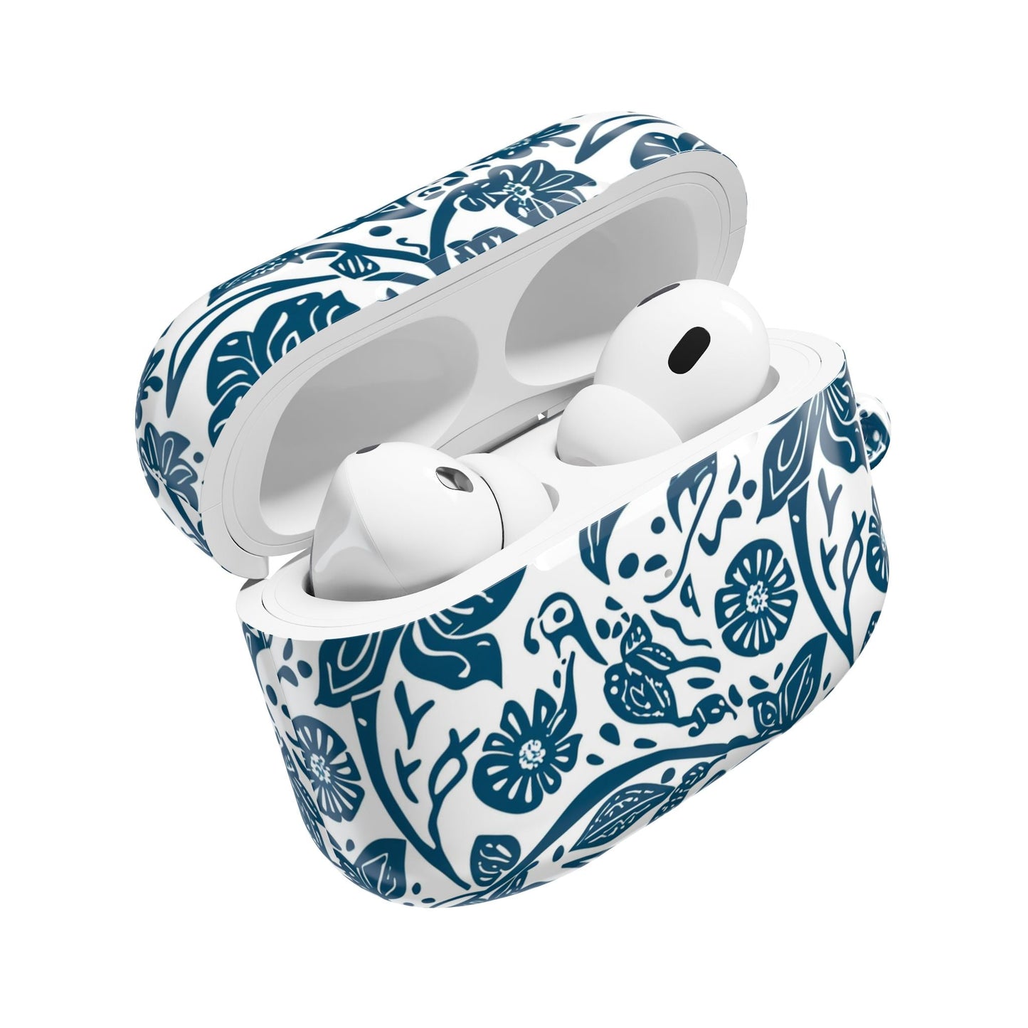 Floral Blue Vine AirPod Case — Protective Botanical Pattern Cover - DIGITAL X