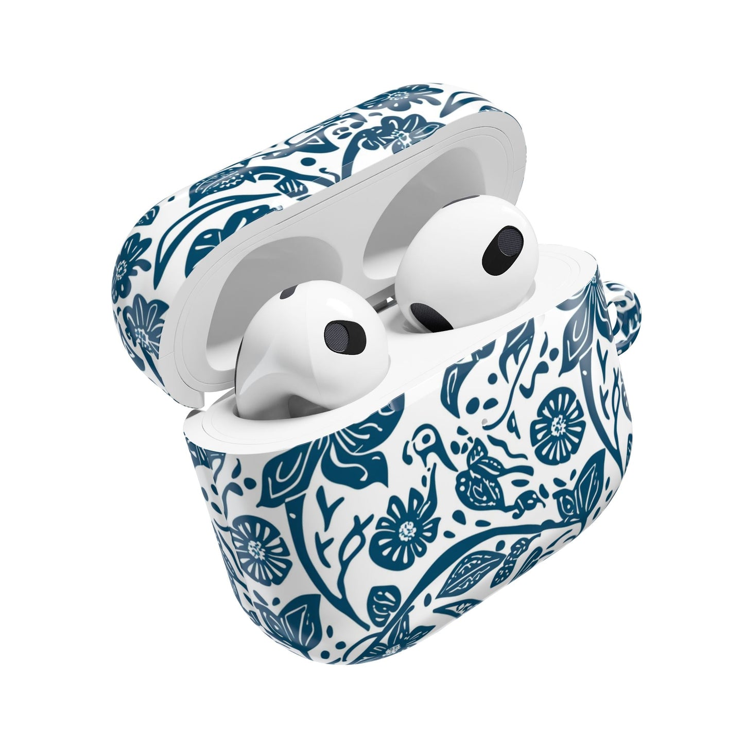 Floral Blue Vine AirPod Case — Protective Botanical Pattern Cover - DIGITAL X