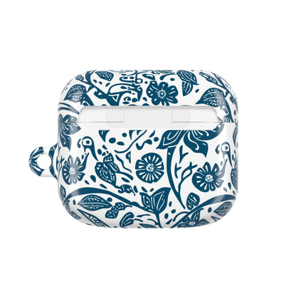 Floral Blue Vine AirPod Case — Protective Botanical Pattern Cover - DIGITAL X