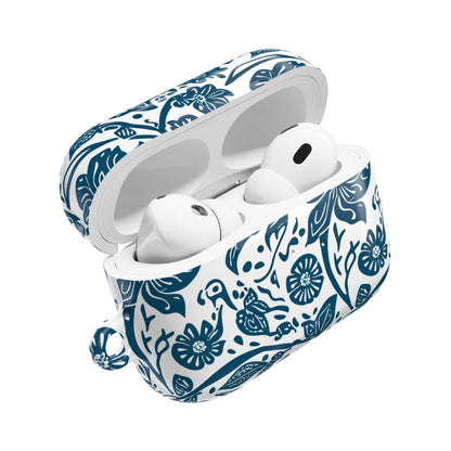 Floral Blue Vine AirPod Case — Protective Botanical Pattern Cover - DIGITAL X