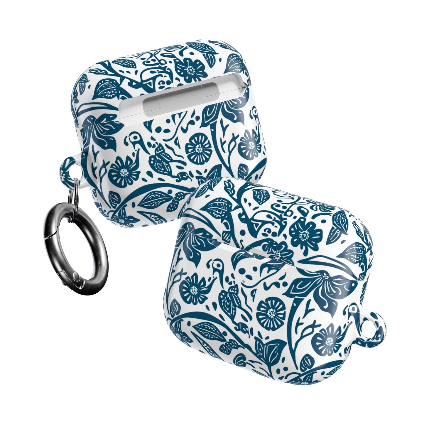 Floral Blue Vine AirPod Case — Protective Botanical Pattern Cover - DIGITAL X