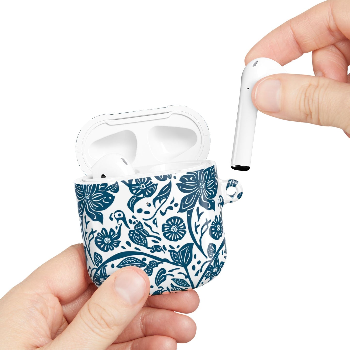 Floral Blue Vine AirPod Case — Protective Botanical Pattern Cover - DIGITAL X