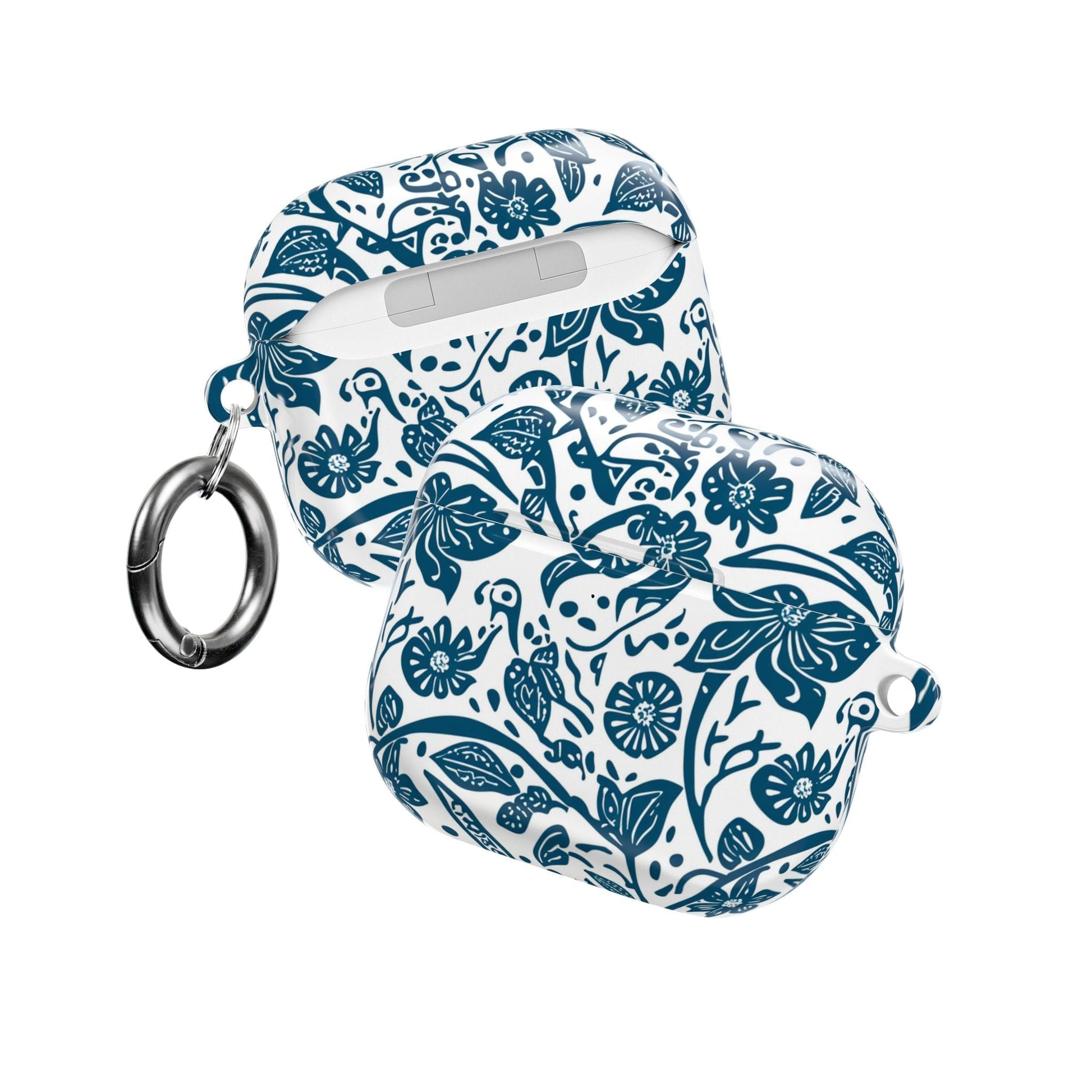 Floral Blue Vine AirPod Case — Protective Botanical Pattern Cover - DIGITAL X