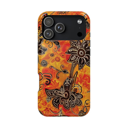 Floral Boho Magnetic Impact Phone Case — Orange Paisley Protecting Cover - DIGITAL X