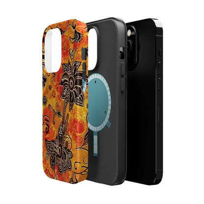 Floral Boho Magnetic Impact Phone Case — Orange Paisley Protecting Cover - DIGITAL X