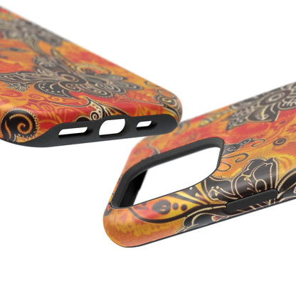 Floral Boho Magnetic Impact Phone Case — Orange Paisley Protecting Cover - DIGITAL X