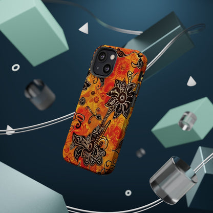 Floral Boho Magnetic Impact Phone Case — Orange Paisley Protecting Cover - DIGITAL X