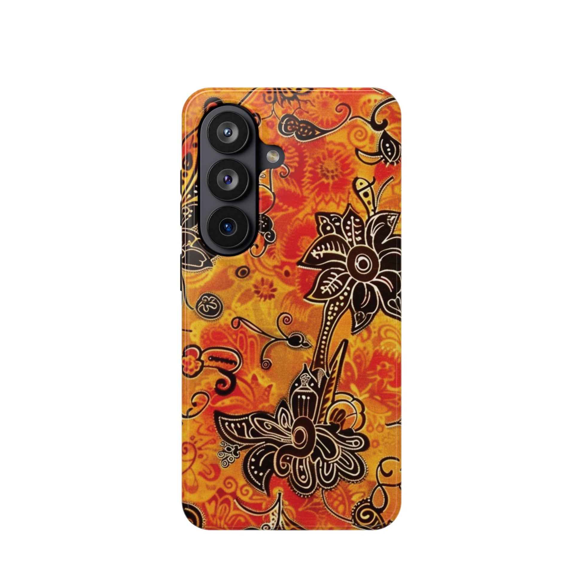 Floral Boho Magnetic Impact Phone Case — Orange Paisley Protecting Cover - DIGITAL X
