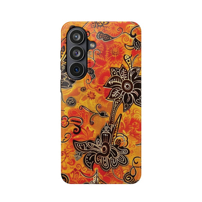 Floral Boho Magnetic Impact Phone Case — Orange Paisley Protecting Cover - DIGITAL X