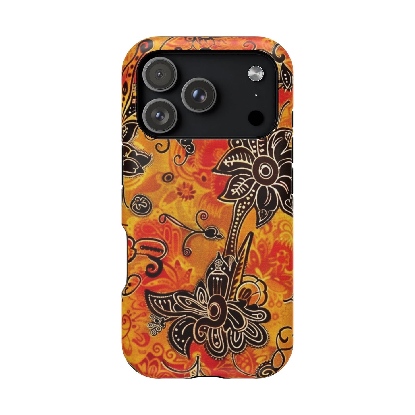 Floral Boho Magnetic Impact Phone Case — Orange Paisley Protecting Cover - DIGITAL X