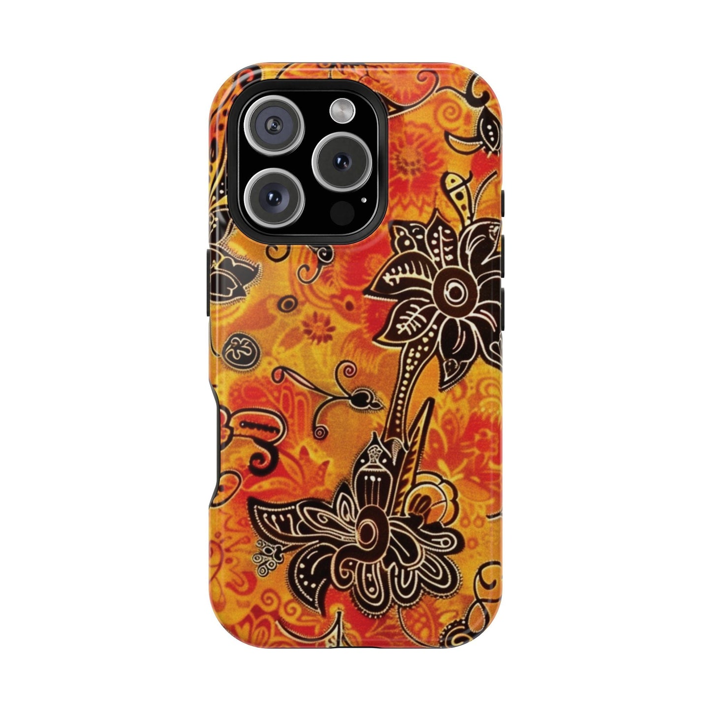 Floral Boho Magnetic Impact Phone Case — Orange Paisley Protecting Cover - DIGITAL X