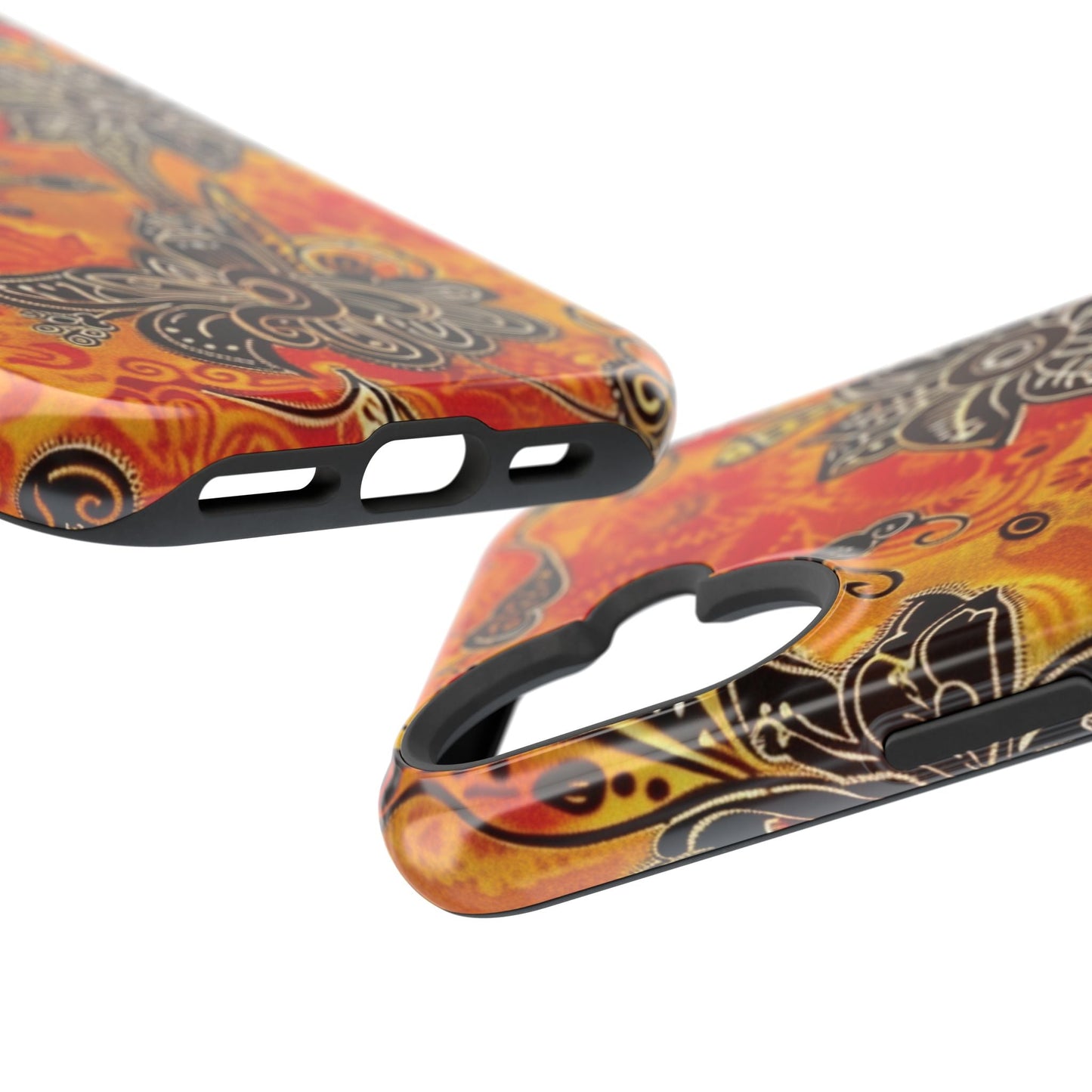Floral Boho Magnetic Impact Phone Case — Orange Paisley Protecting Cover - DIGITAL X