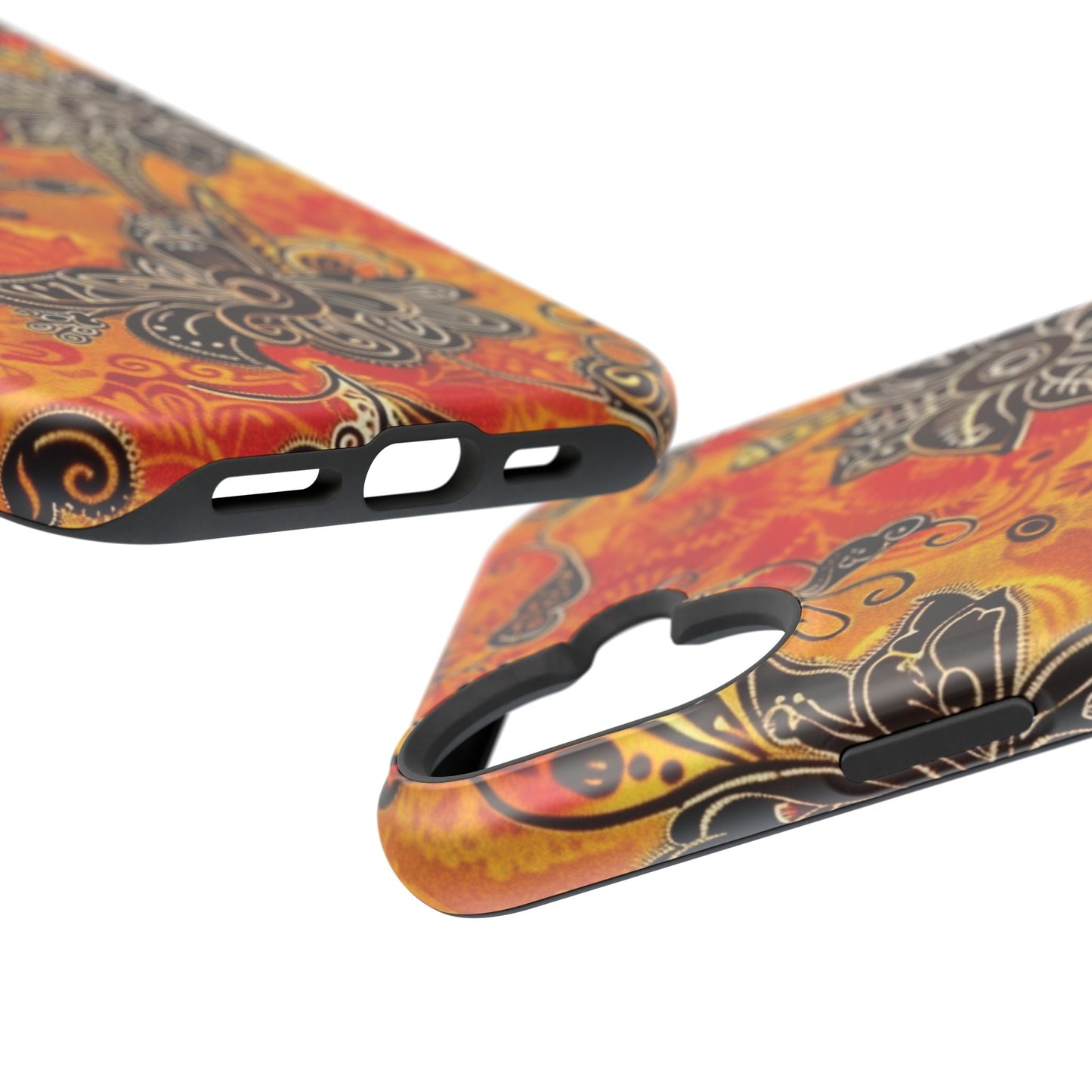 Floral Boho Magnetic Impact Phone Case — Orange Paisley Protecting Cover - DIGITAL X