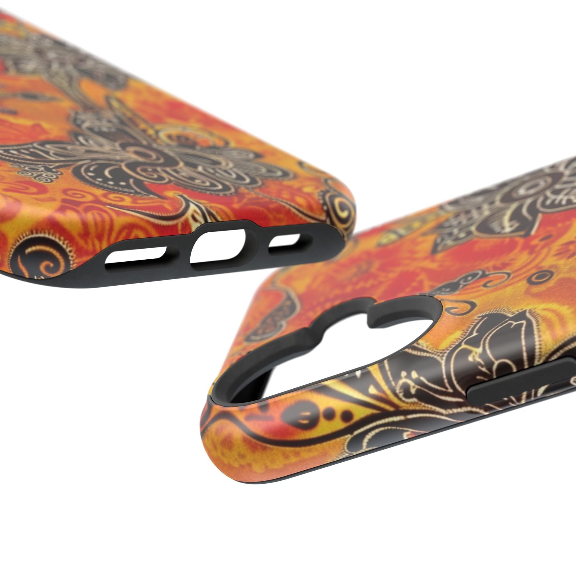 Floral Boho Magnetic Impact Phone Case — Orange Paisley Protecting Cover - DIGITAL X